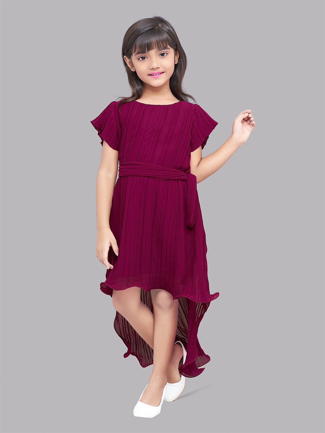 

Pink Chick Burgundy Georgette Blouson Dress