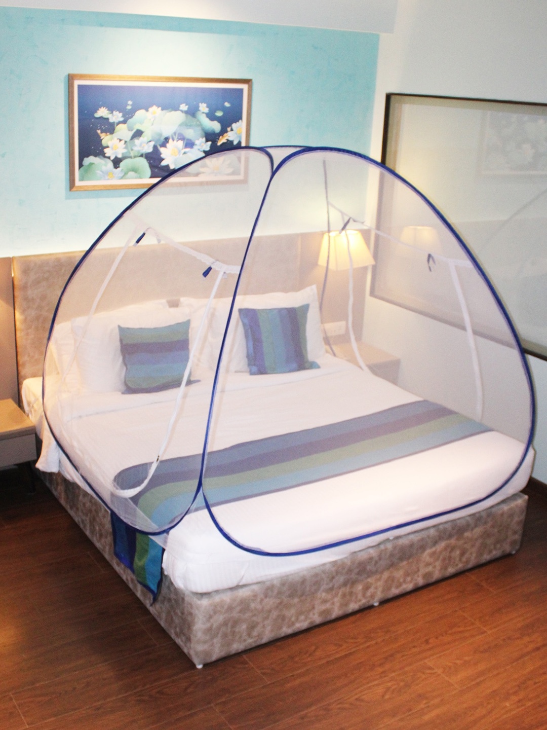 Silver Shine Blue Solid Foldable Mosquito Net