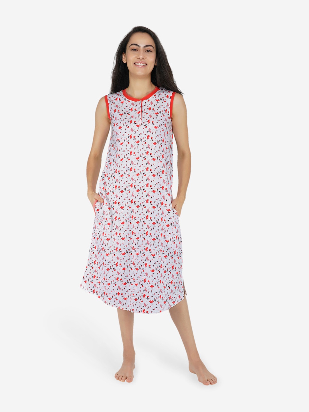

ARTEMIS Red Printed Nightdress
