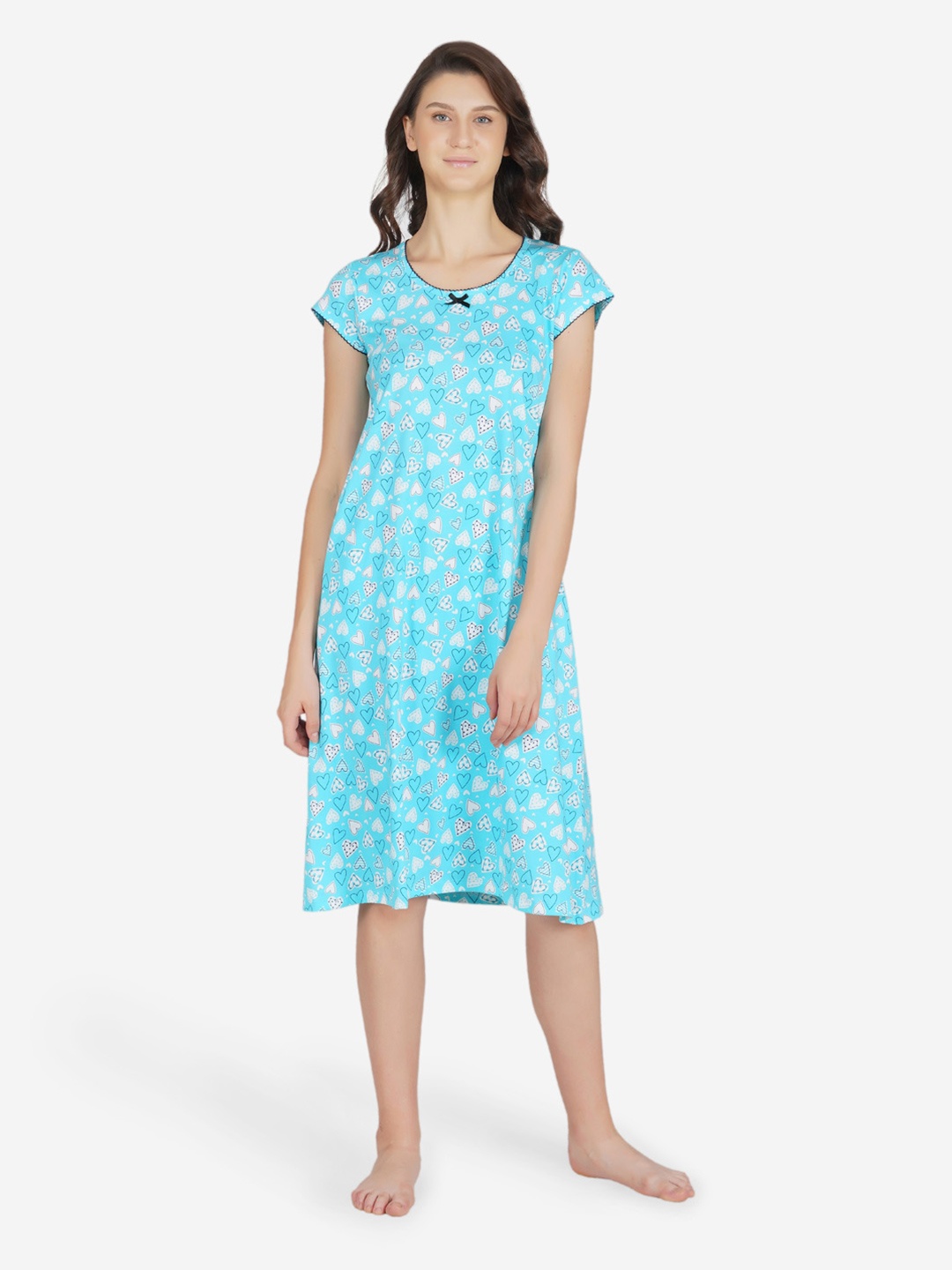 

ARTEMIS Turquoise Blue Printed Nightdress