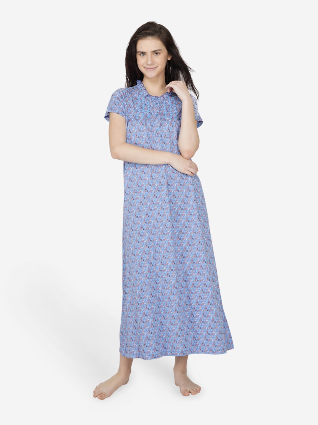 

ARTEMIS Blue Printed Maxi Nightdress