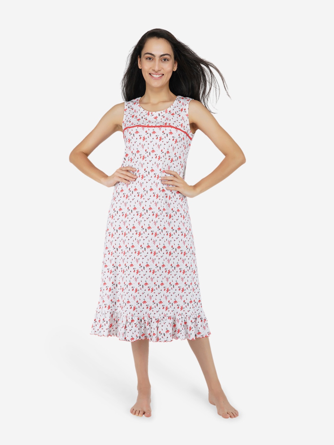 

ARTEMIS WOMEN White Pure cotton Printed Nightdress