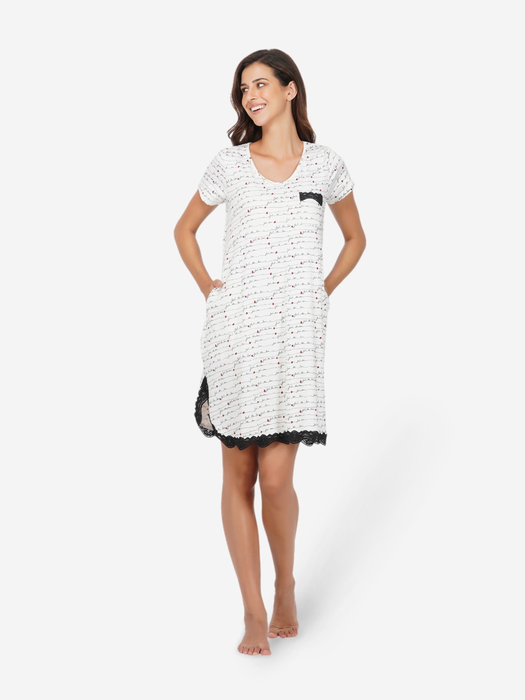 

ARTEMIS White Printed T-shirt Nightdress