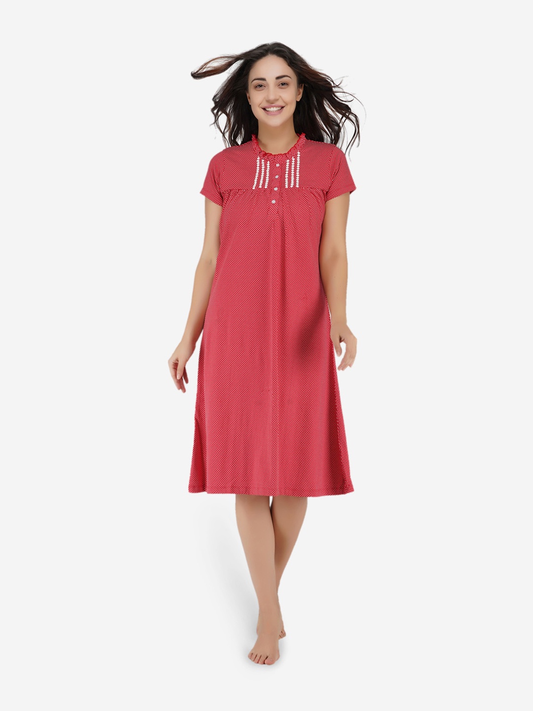 

ARTEMIS Women Red Printed Pure Cotton Nightdress