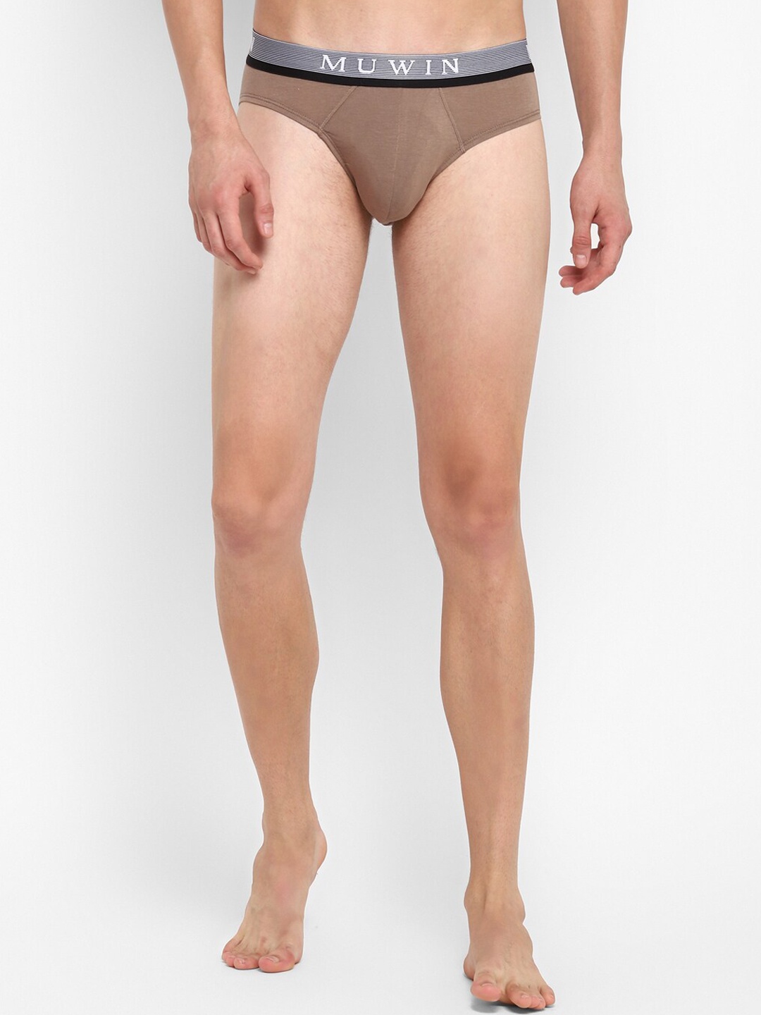 

MUWIN Men Brown Solid Basic Brief