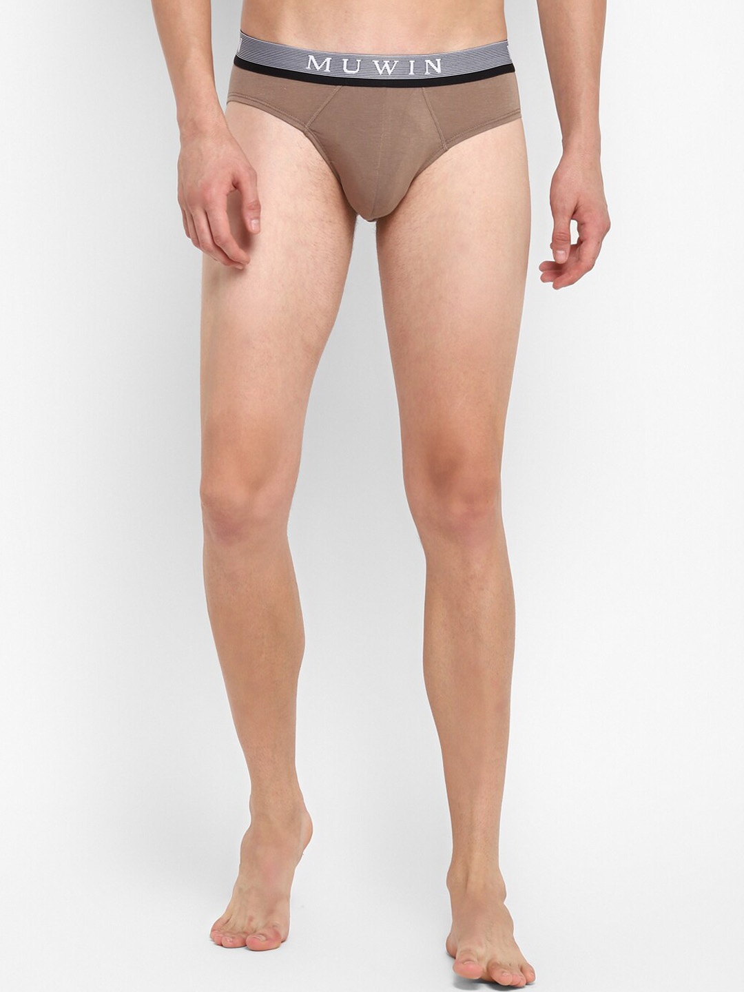 

MUWIN Men Brown Solid Briefs