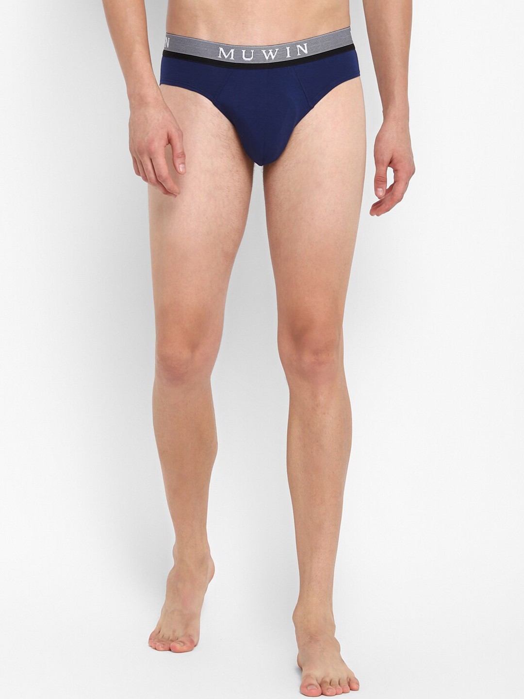 

MUWIN Men Navy Blue Solid Mid Rise Basic Briefs STRIPEBRIEFSAPPHIRE(S)