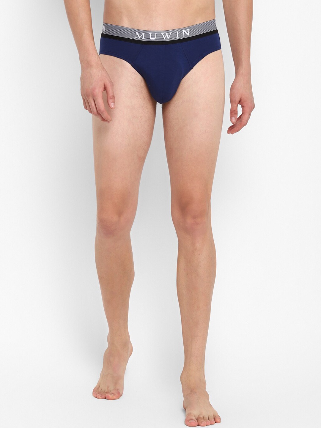 

MUWIN Men Navy Blue Solid Briefs