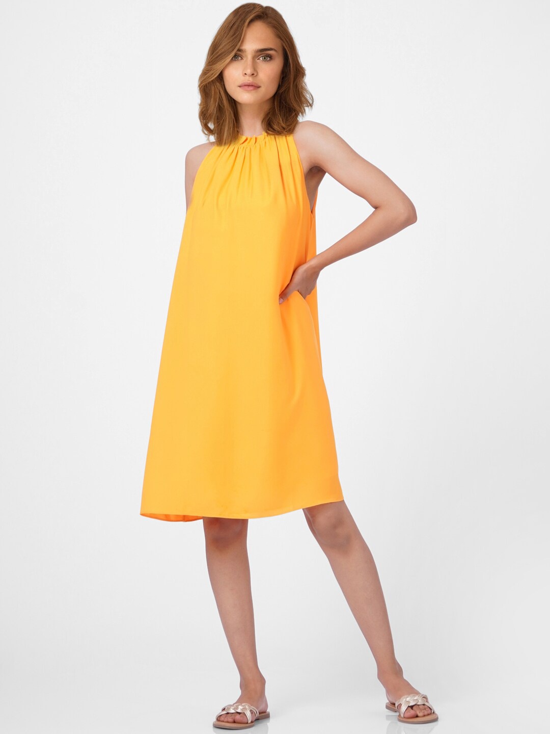 

Vero Moda Women Orange Solid A-Line Dress