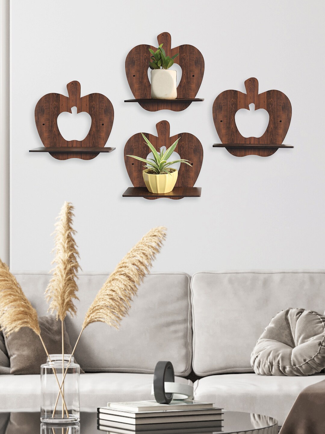 

RANDOM Set Of 4 Brown Apple Wall Hanging Laminated Planters