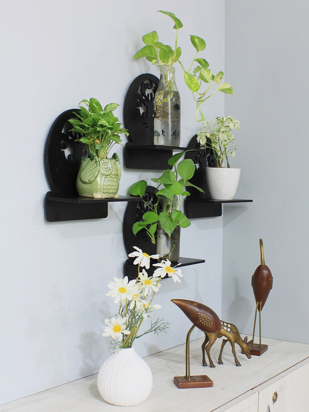 

RANDOM Set Of 4 Black Solid Planter Stand