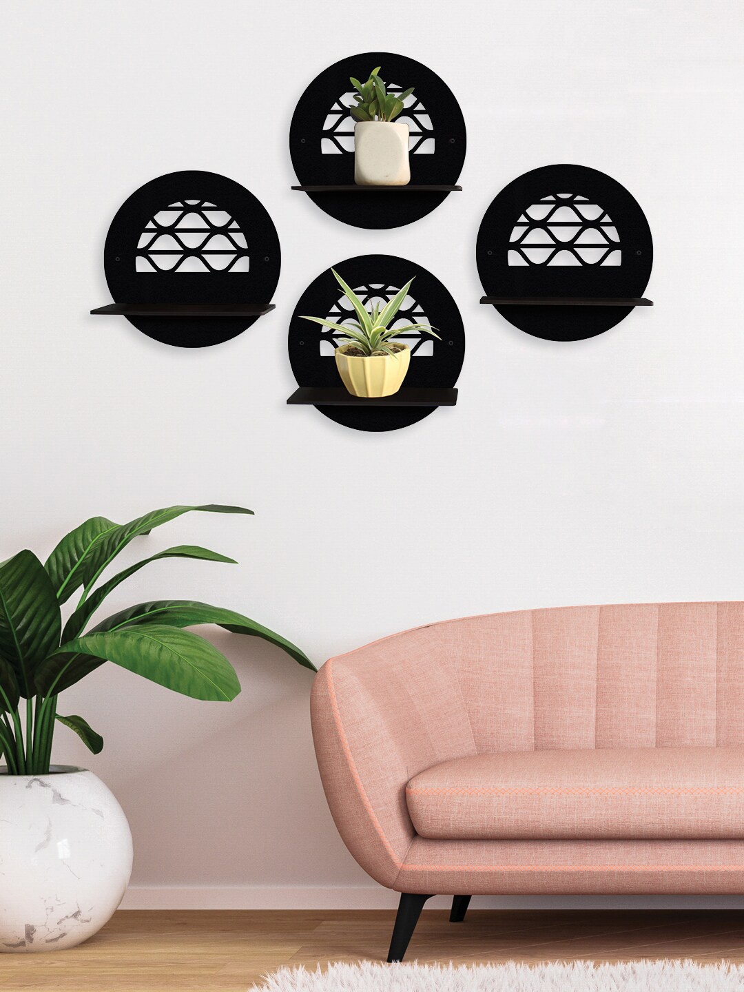 

RANDOM Set Of 4 Black Wooden Planters
