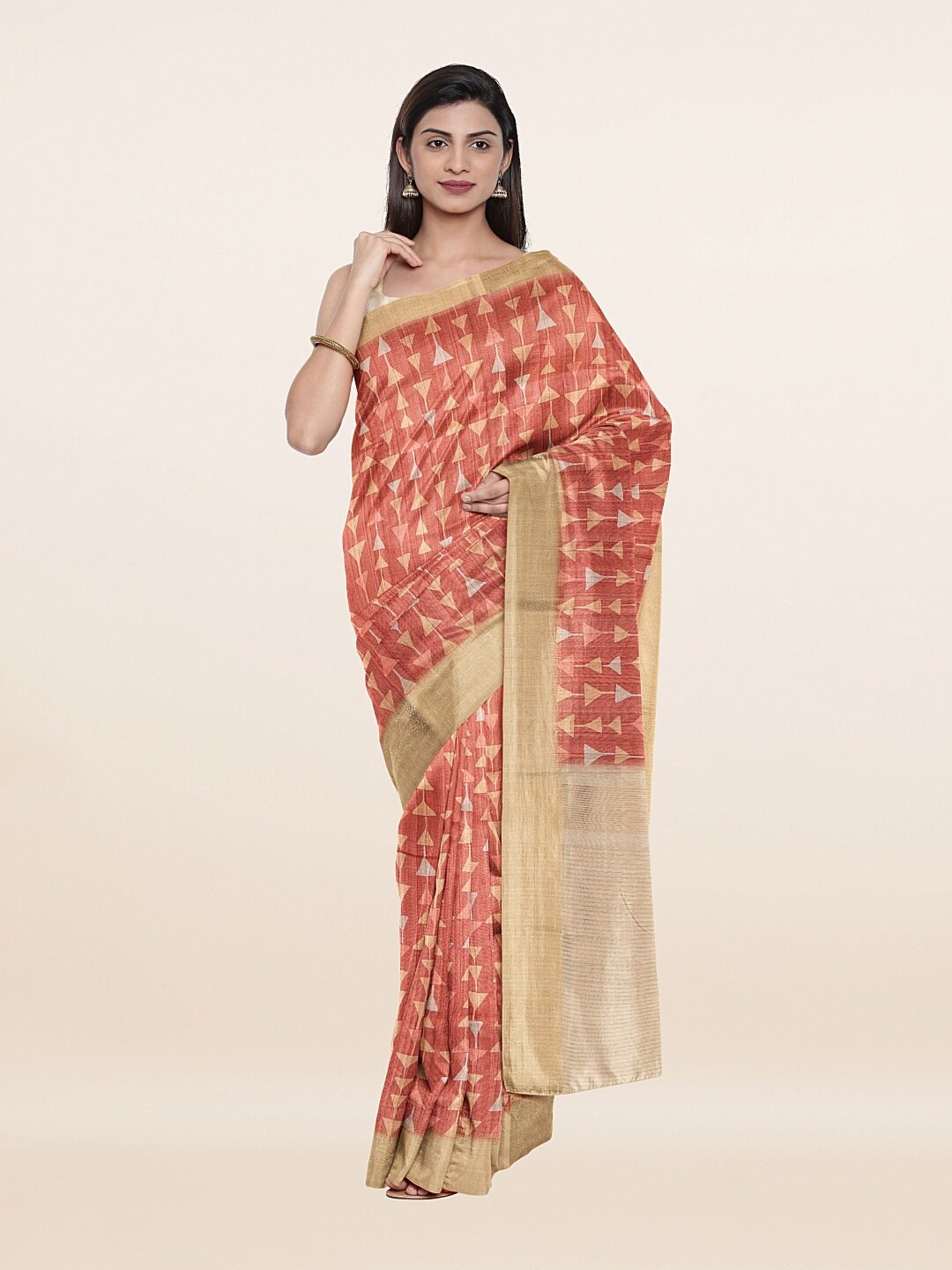 

Pothys Rust & Gold-Toned Jute Silk Saree