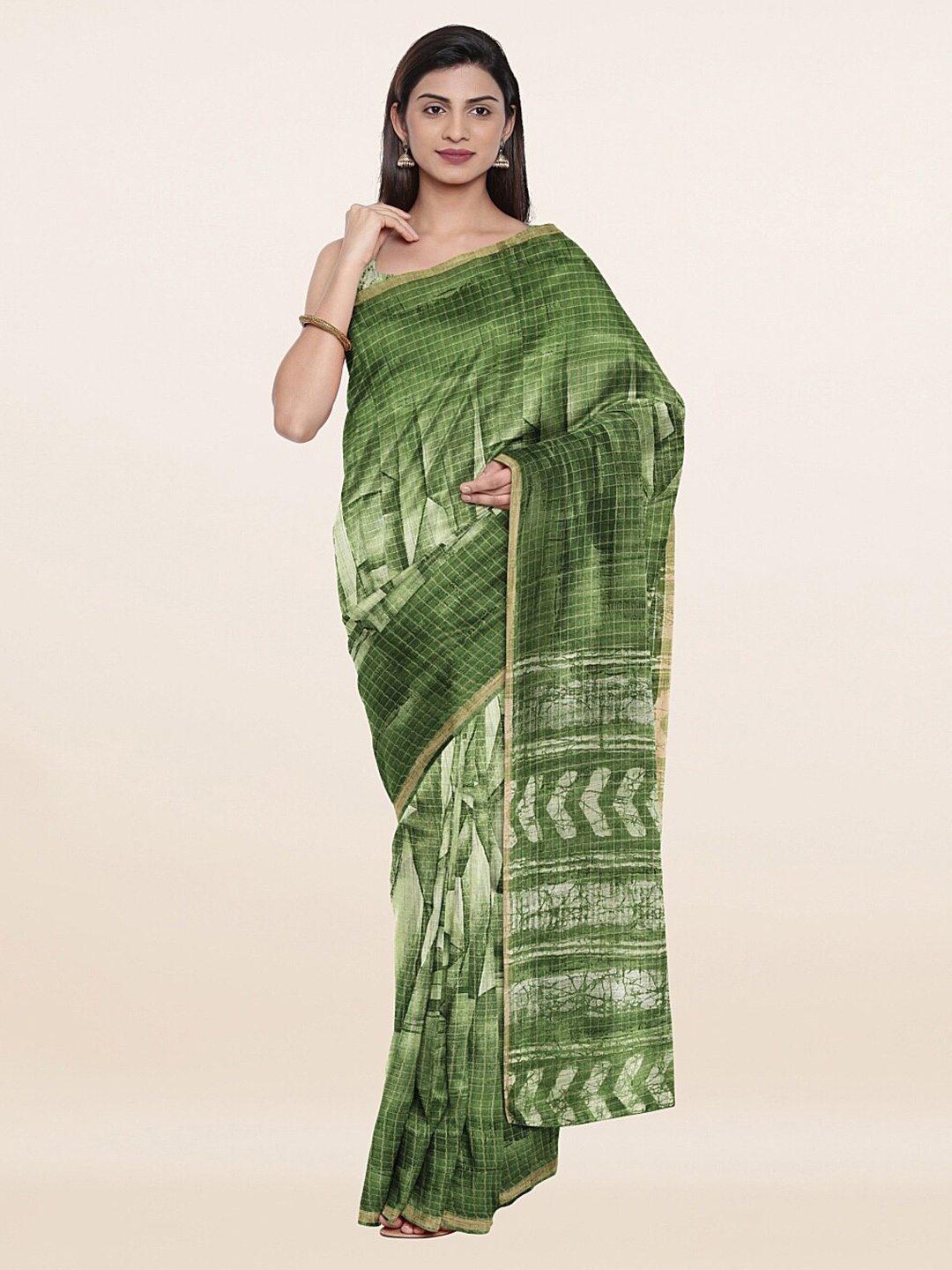 

Pothys Green Jute Silk Saree