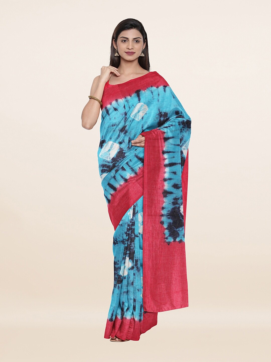 

Pothys Blue & Pink Pure Dyed Cotton Saree