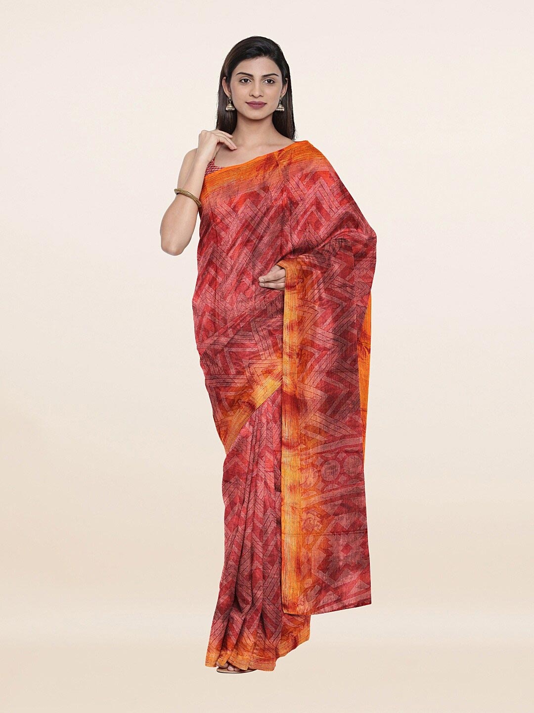 

Pothys Rust & Orange Jute Silk Saree