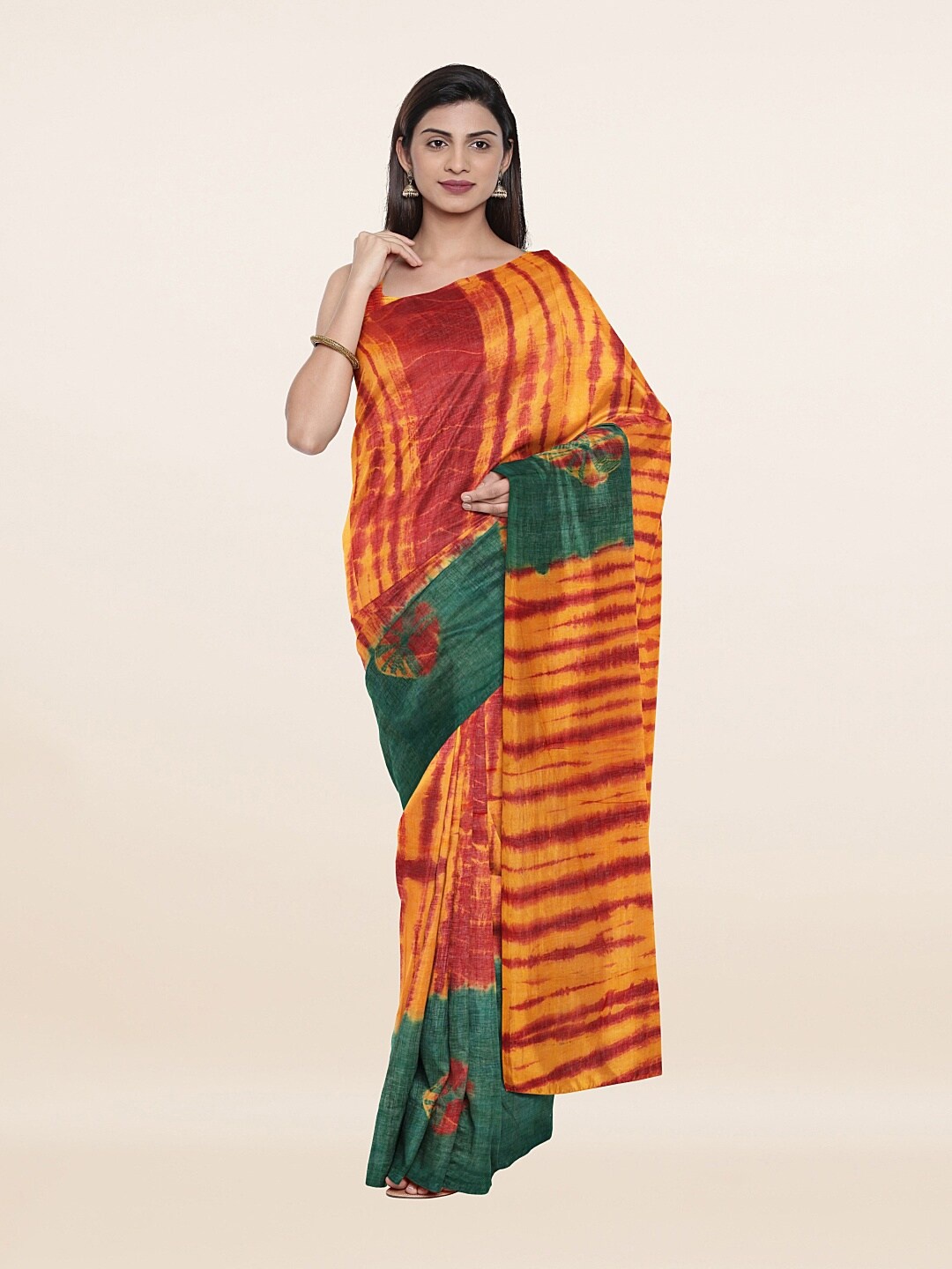 

Pothys Yellow & Red Bandhani Pure Cotton Saree