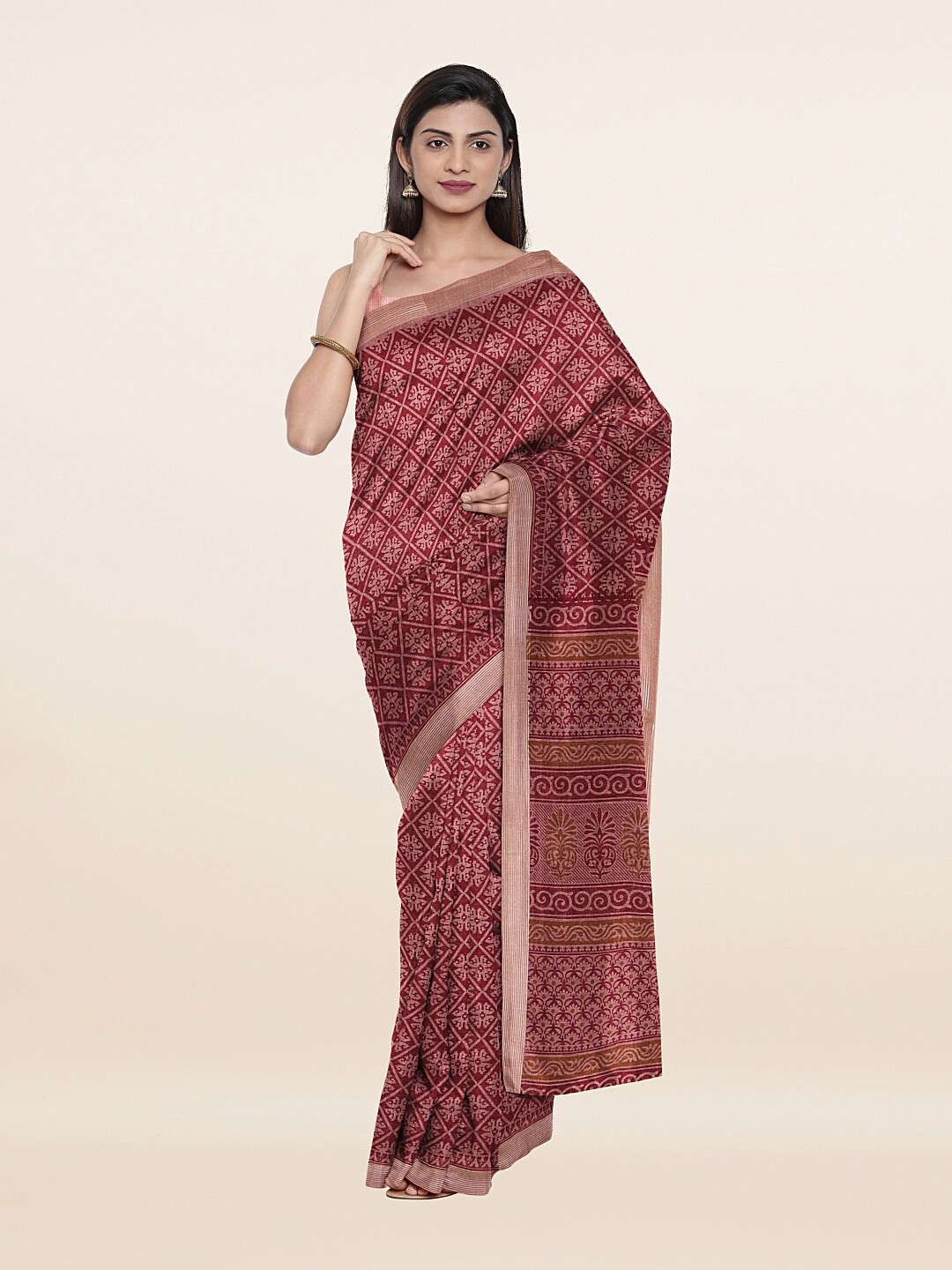 

Pothys Purple & Green Floral Saree