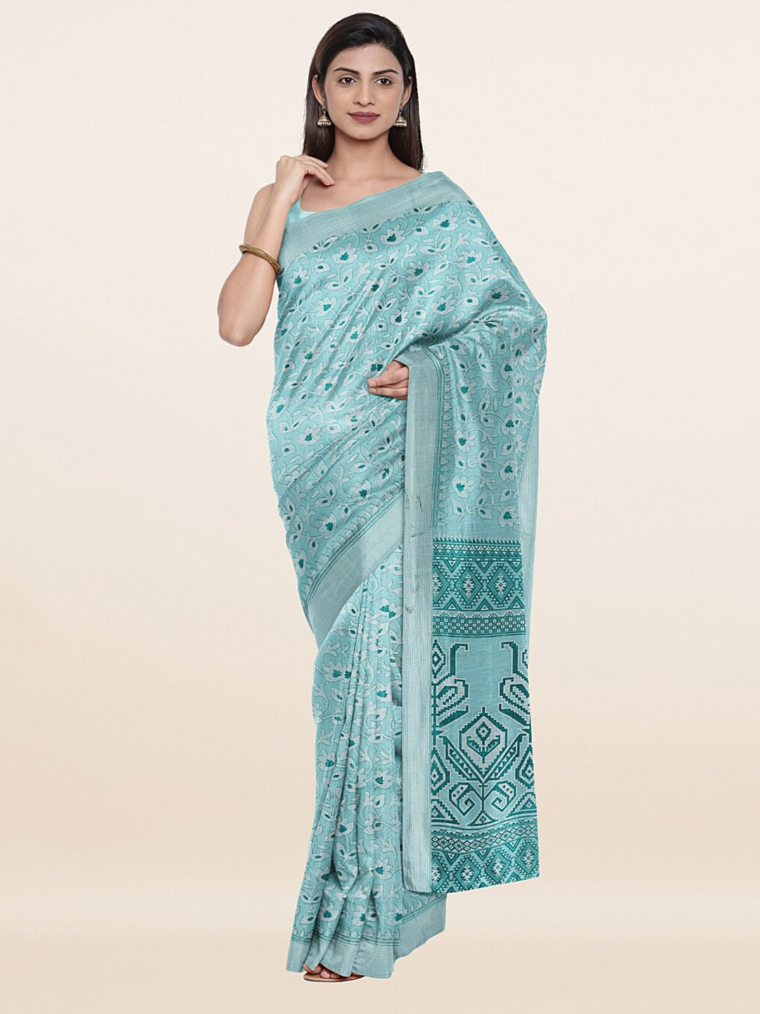 

Pothys Blue Ethnic Motifs Saree