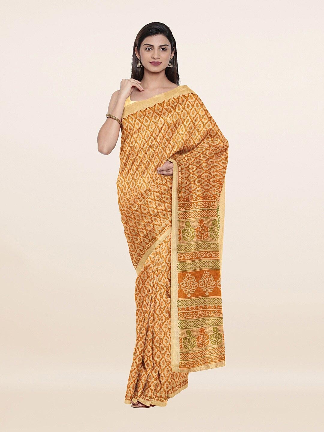 

Pothys Yellow Floral Printed Saree