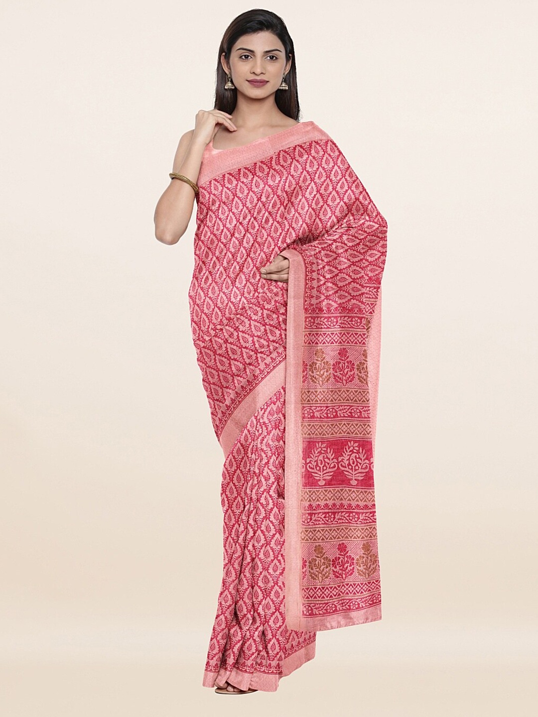 

Pothys Pink Ethnic Motifs Saree