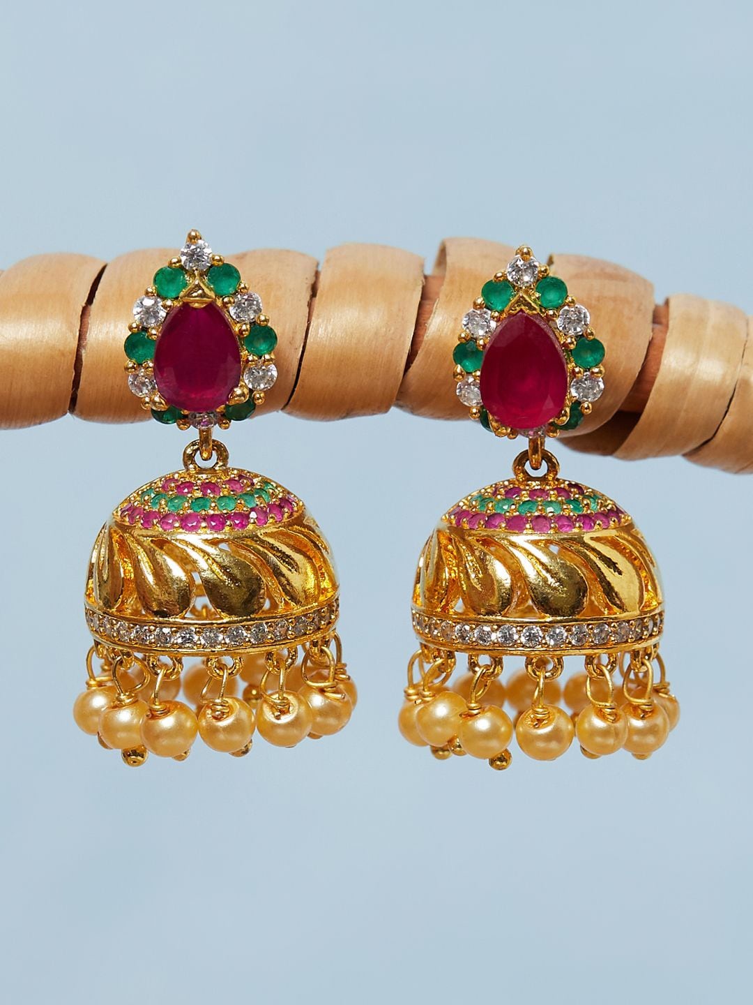 

Voylla Gold-Toned Classic Jhumkas Earrings