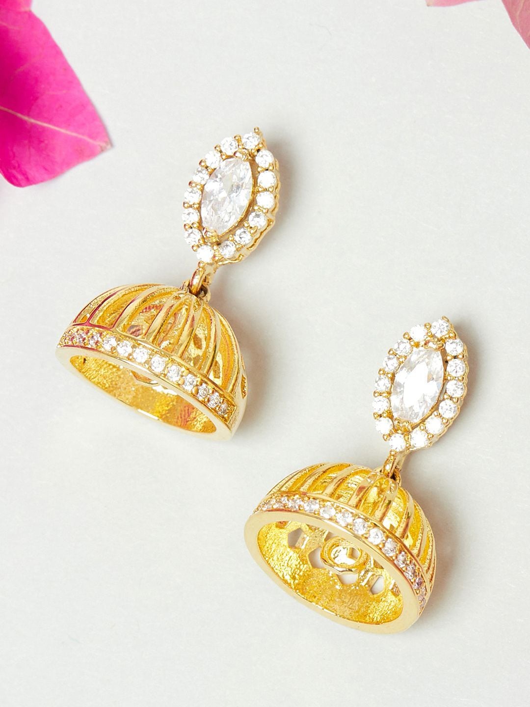 

Voylla Gold-Plated Contemporary Jhumkas Earrings
