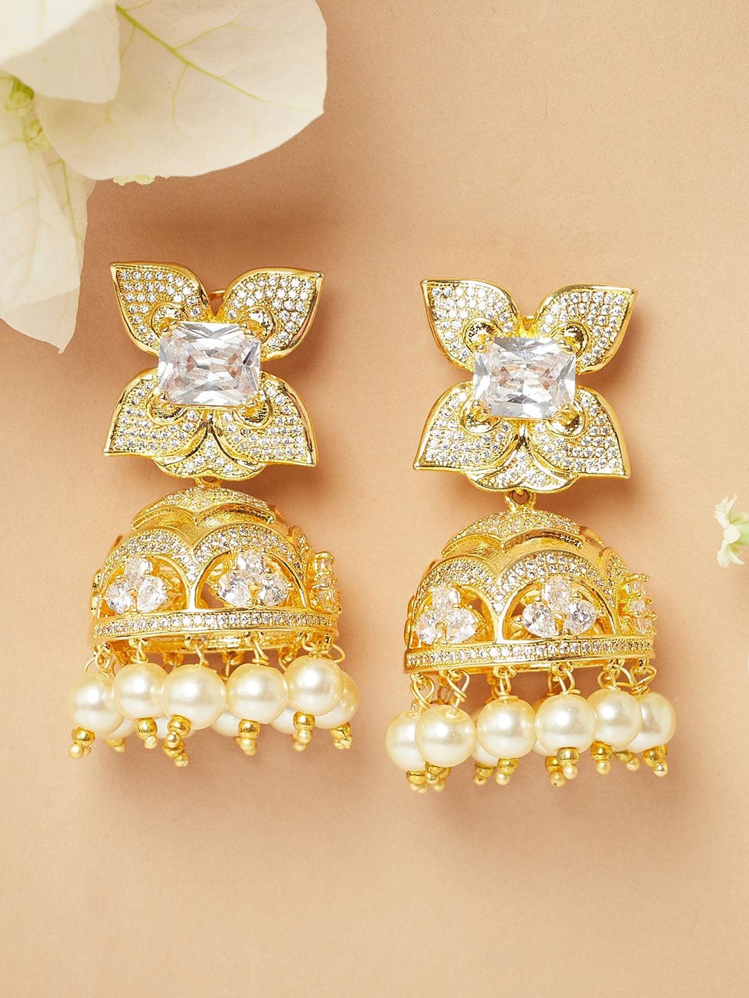 

Voylla Gold-Plated Dome Shaped Jhumkas Earrings