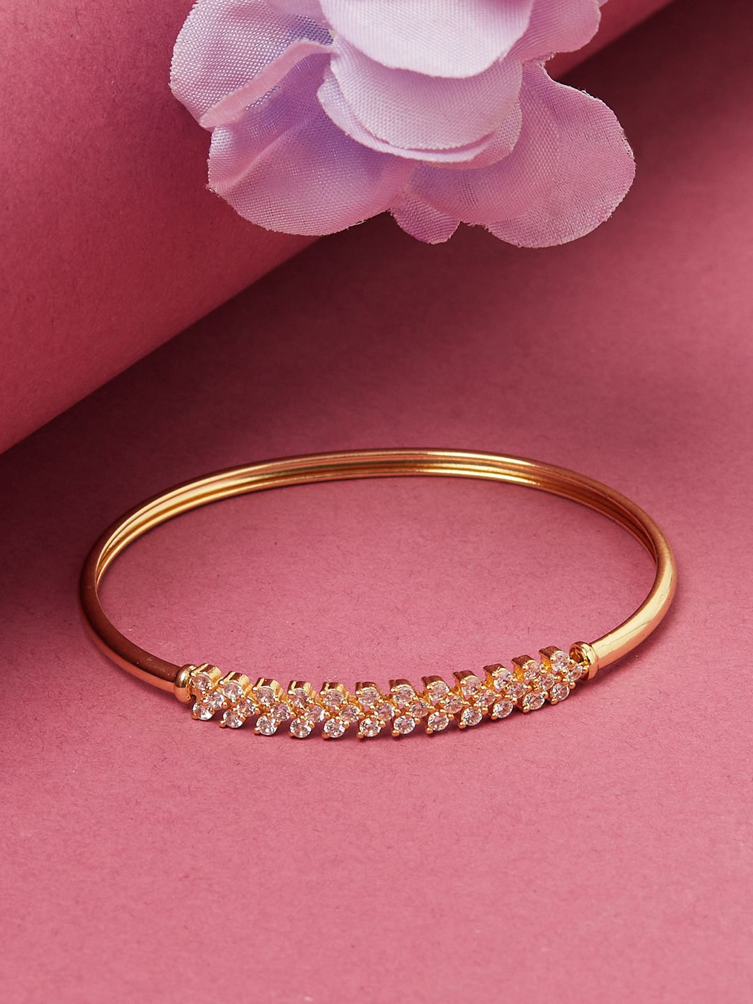 

Voylla Women Gold-Plated & White Brass Bangle-Style Bracelet