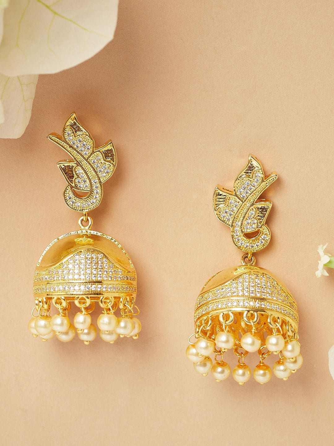 

Voylla Gold-Plated Contemporary Jhumkas Earrings