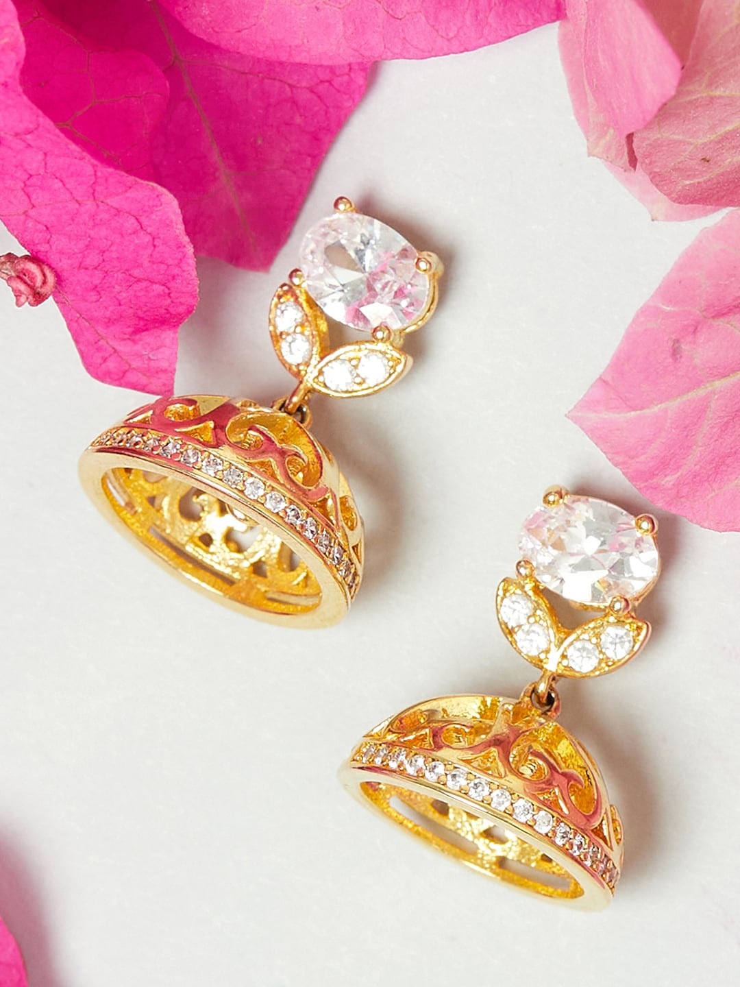 

Voylla Gold-Toned Contemporary Jhumkas Earrings