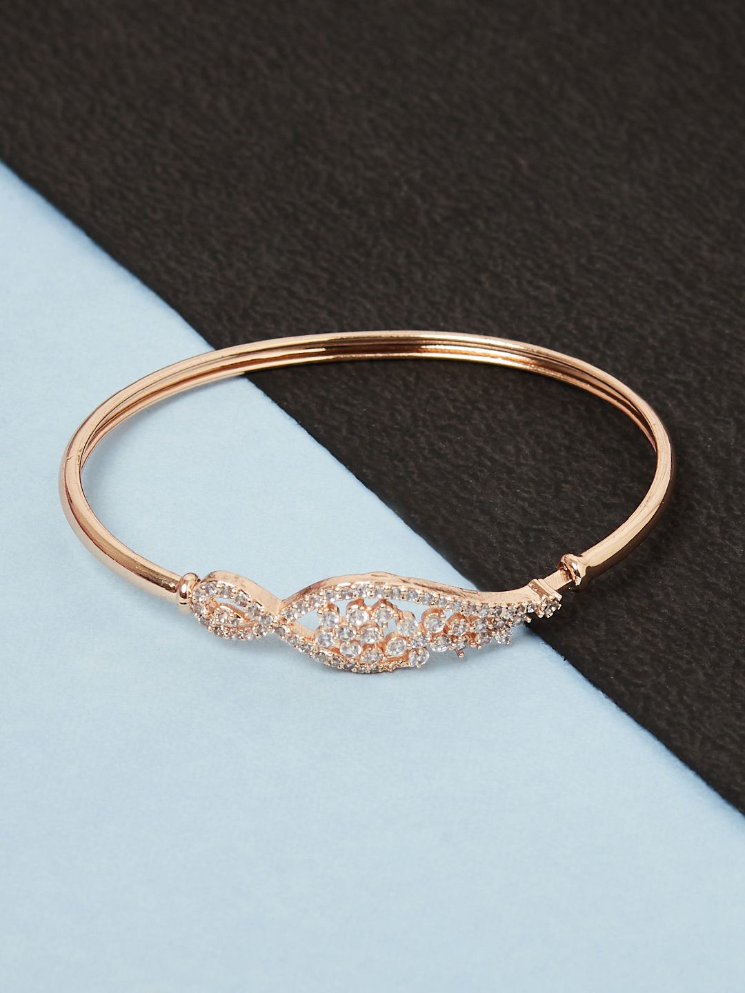 

Voylla Women Rose Gold & White Brass Rose Gold-Plated Bangle-Style Bracelet
