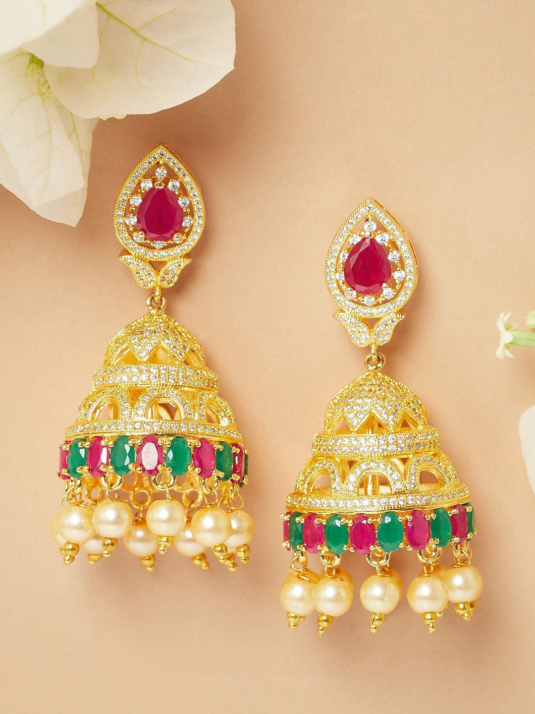 

Voylla Gold Plated Contemporary Jhumkas Earrings