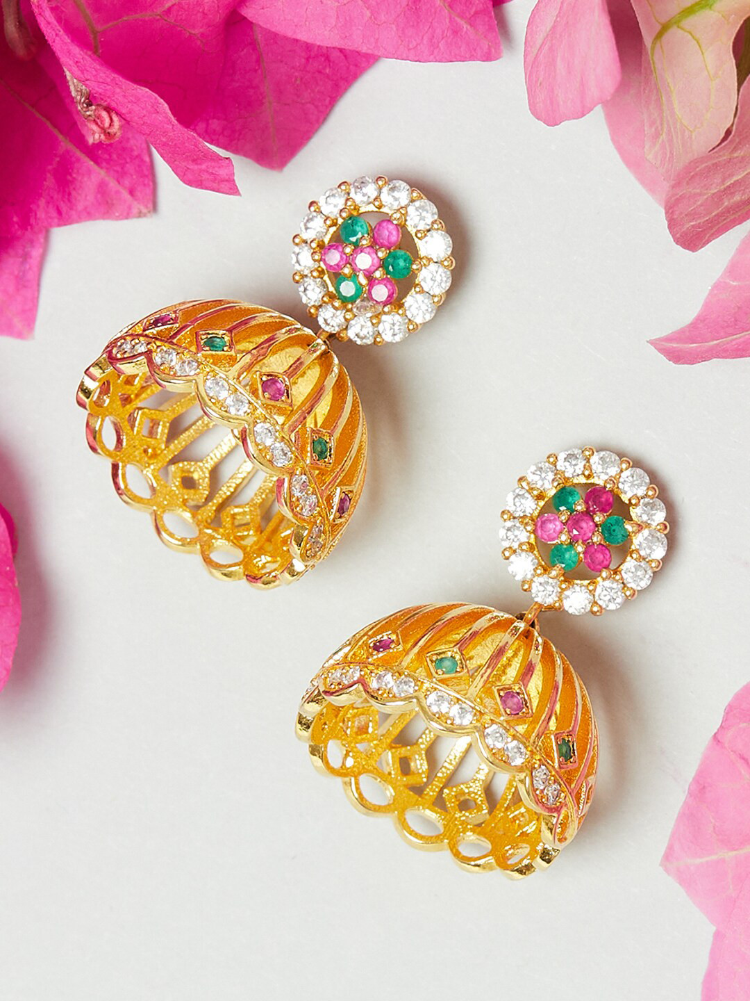 

Voylla Gold-Toned Classic Jhumkas Earrings