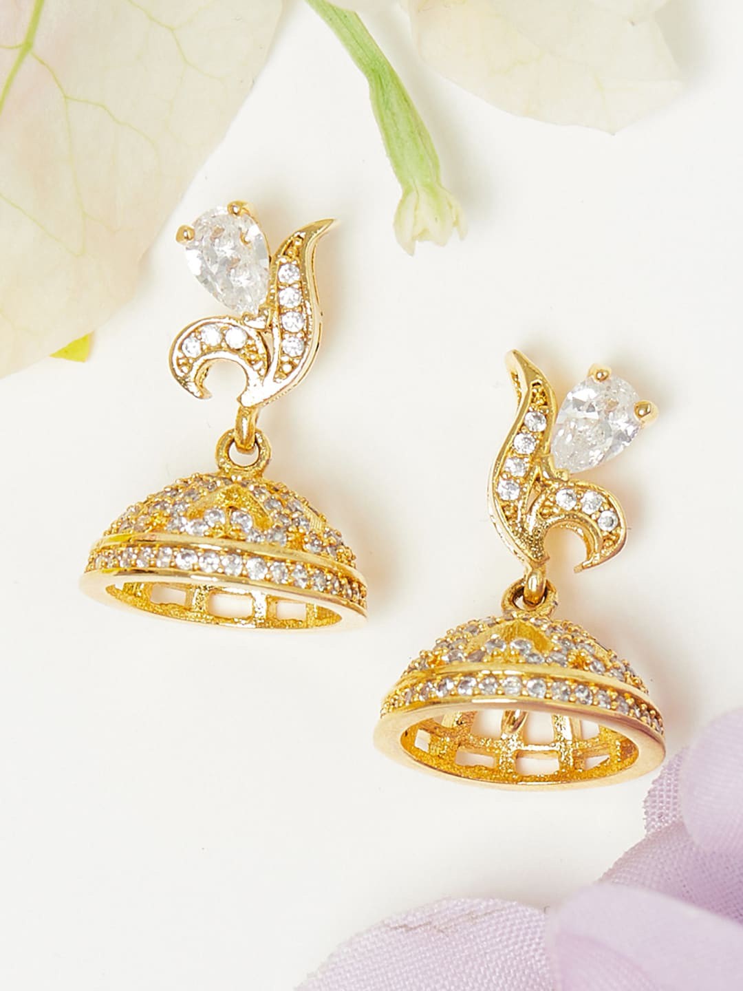 

Voylla Gold Plated Contemporary Jhumkas Earrings