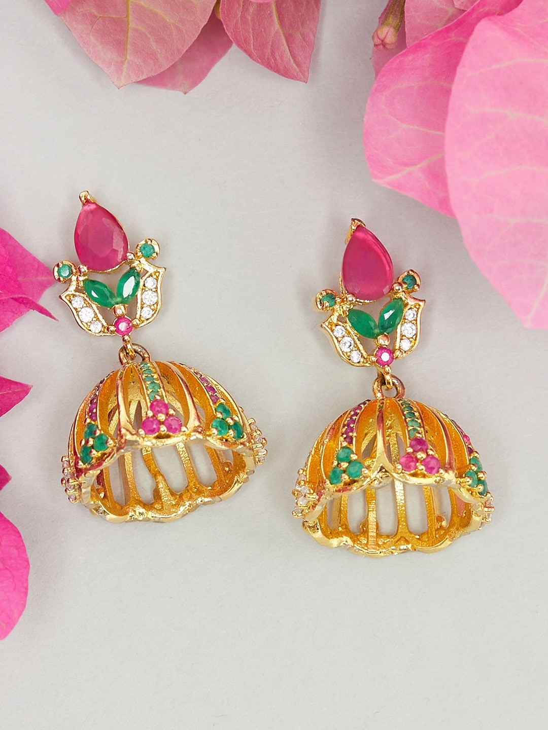 

Voylla Gold-Plated Contemporary Jhumkas Earrings