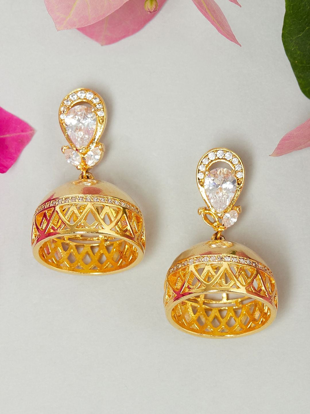 

Voylla Women Gold-Toned Contemporary Jhumkas Earrings
