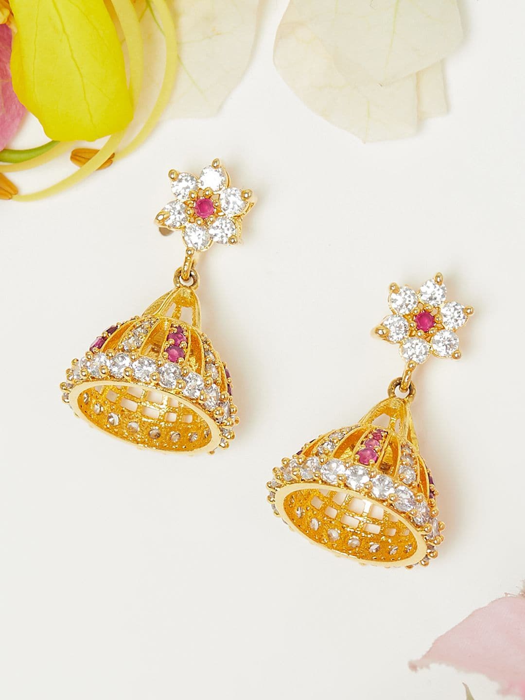

Voylla Gold-Toned Dome Shaped Jhumkas Earrings