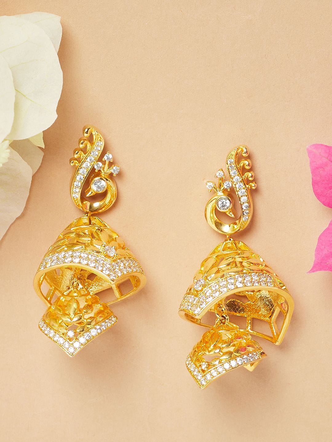 

Voylla Gold-Plated Contemporary Jhumka Earrings