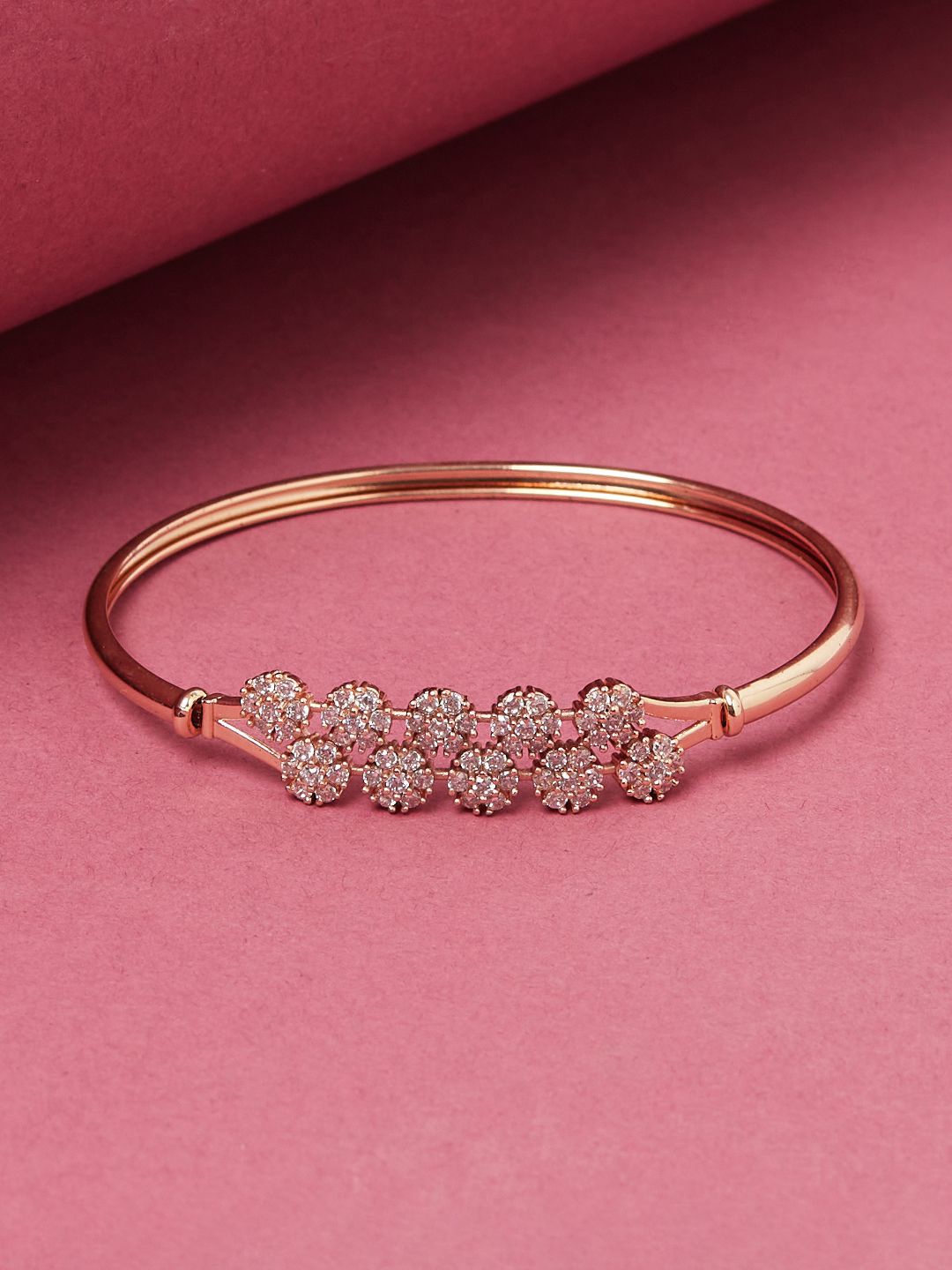 

Voylla Women Rose Gold & White Brass Rose Gold-Plated Cuff Bracelet