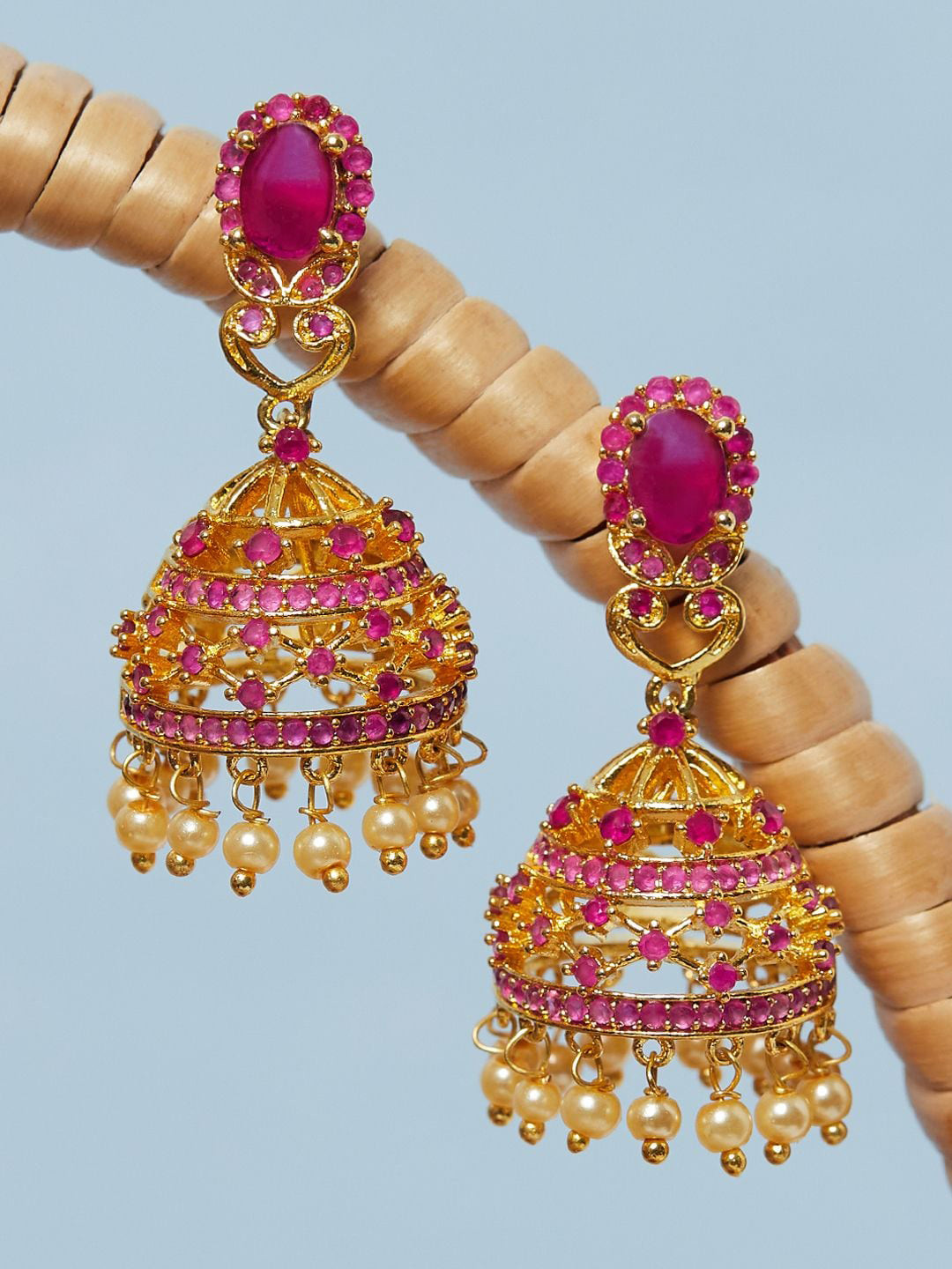 

Voylla Gold-Toned Contemporary Jhumkas Earrings