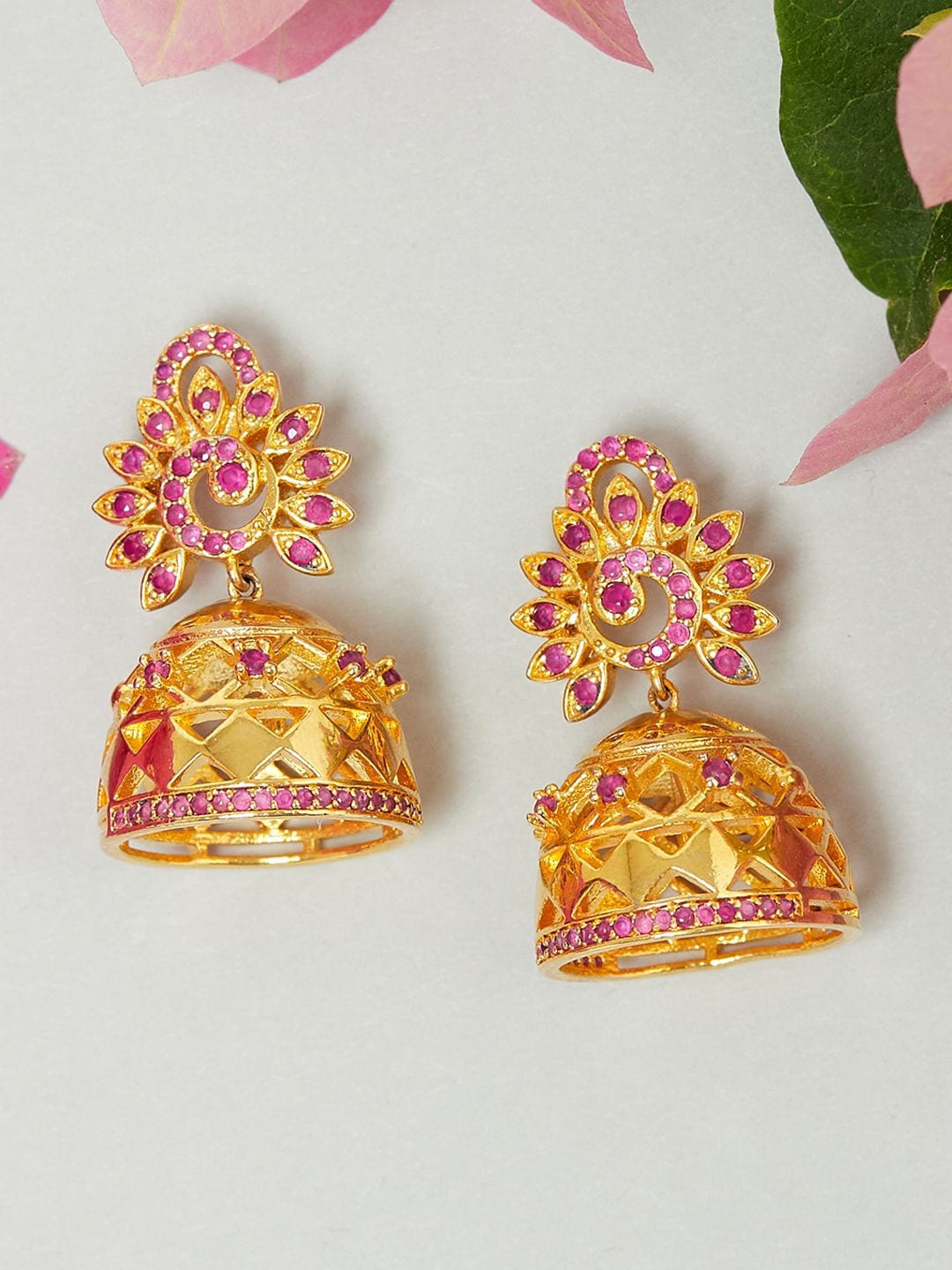 

Voylla Gold-Toned Contemporary Jhumkas Earrings