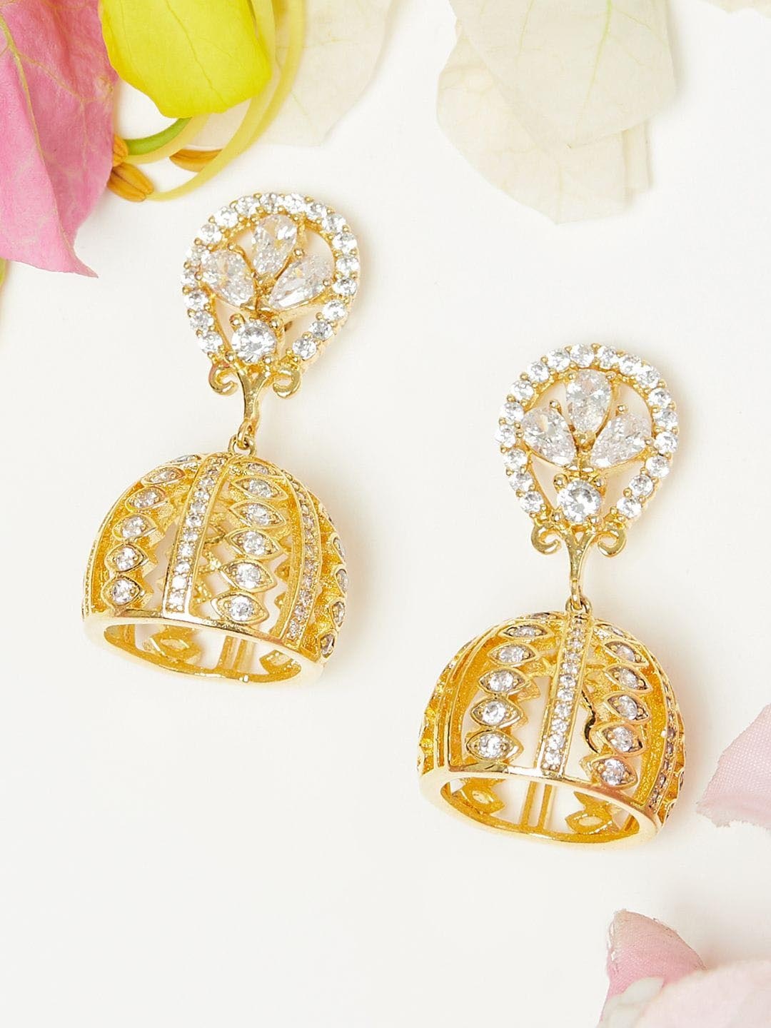 

Voylla Gold-Plated Contemporary Jhumkas Earrings