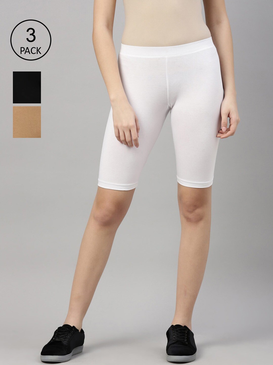 

Kryptic Women Pack of 3 Sports Shorts, Beige
