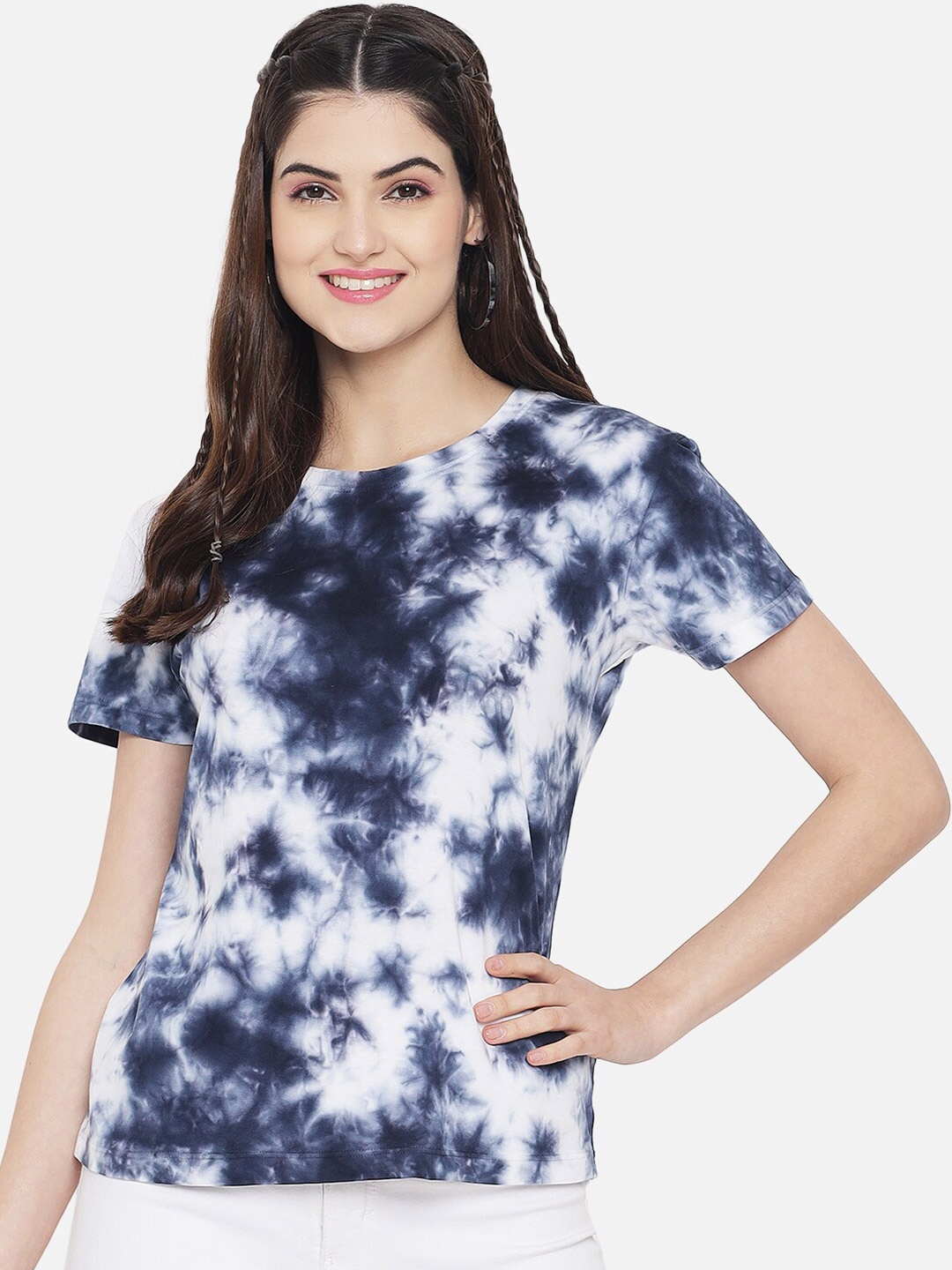 

Plagg Women Multicoloured Tie and Dye Dyed T-shirt, Multi