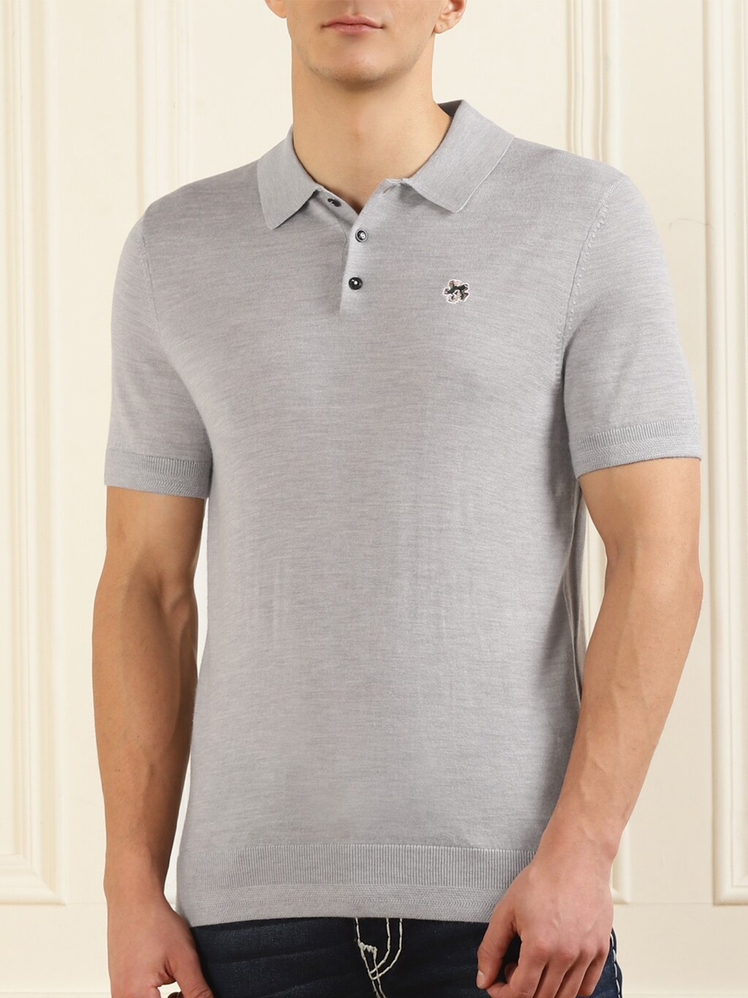 

Ted Baker Men Grey Floral Polo Collar T-shirt
