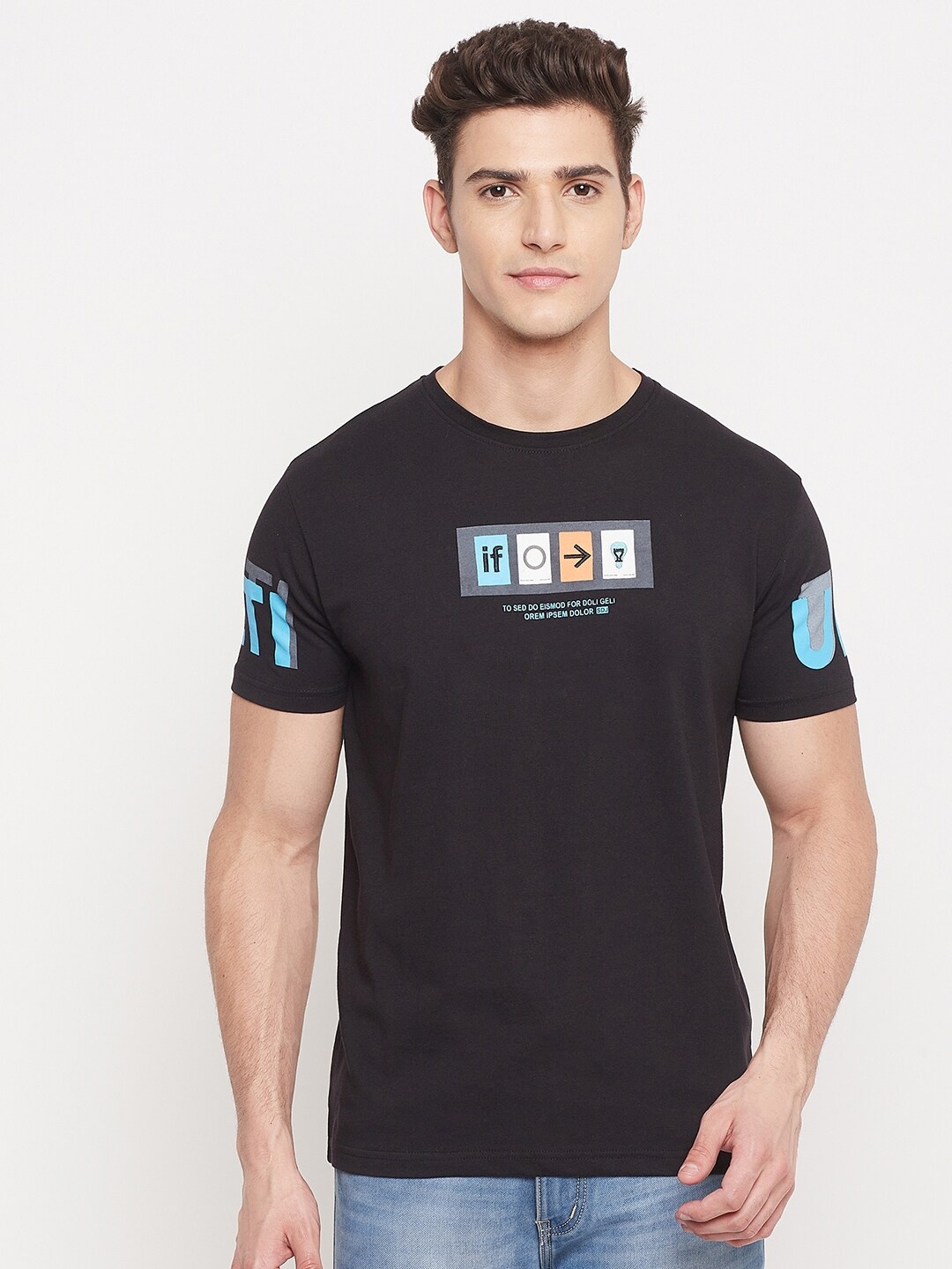 

Duke Men Black Printed Slim Fit T-shirt