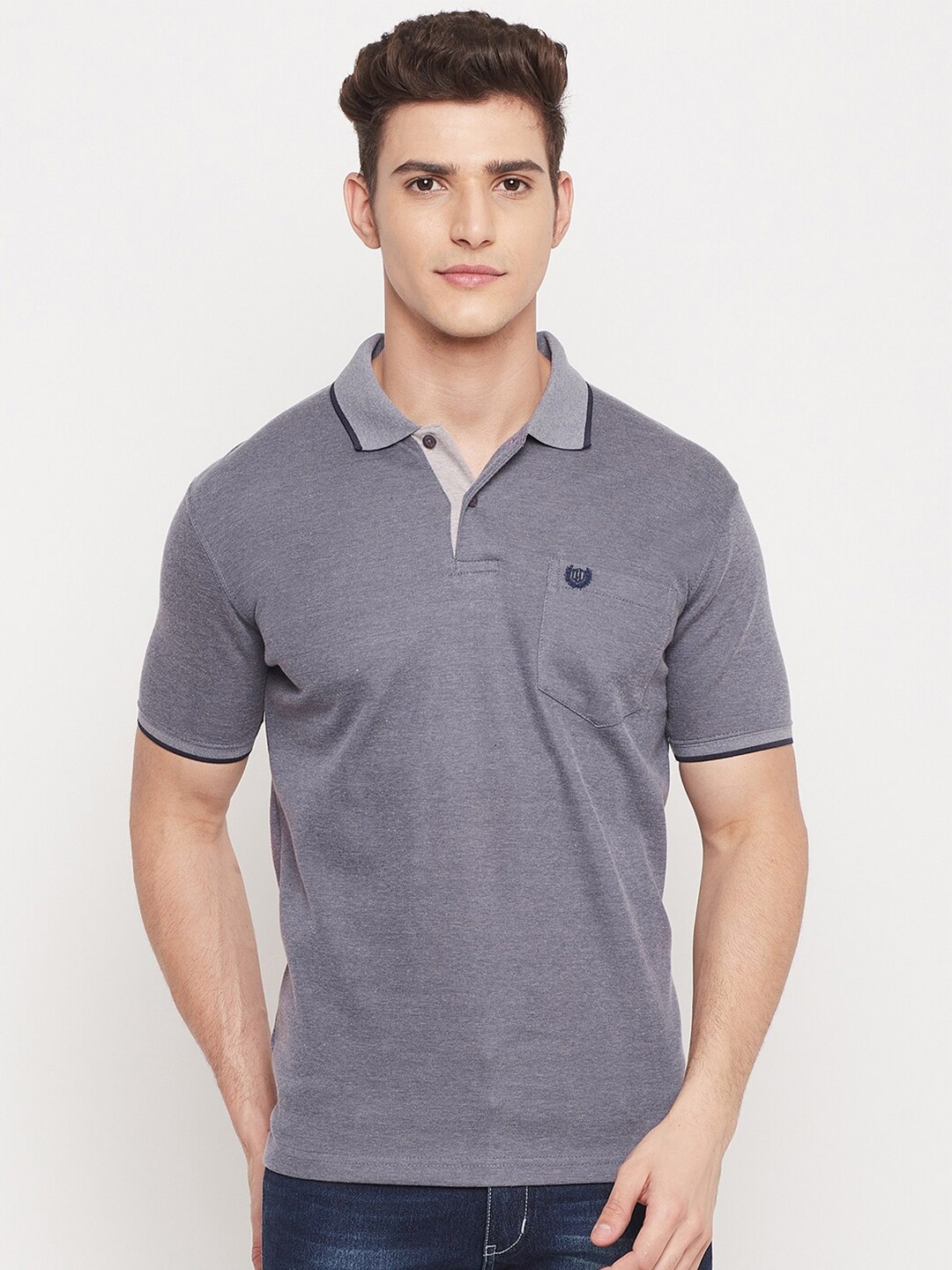 

Duke Men Blue Polo Collar T-shirt