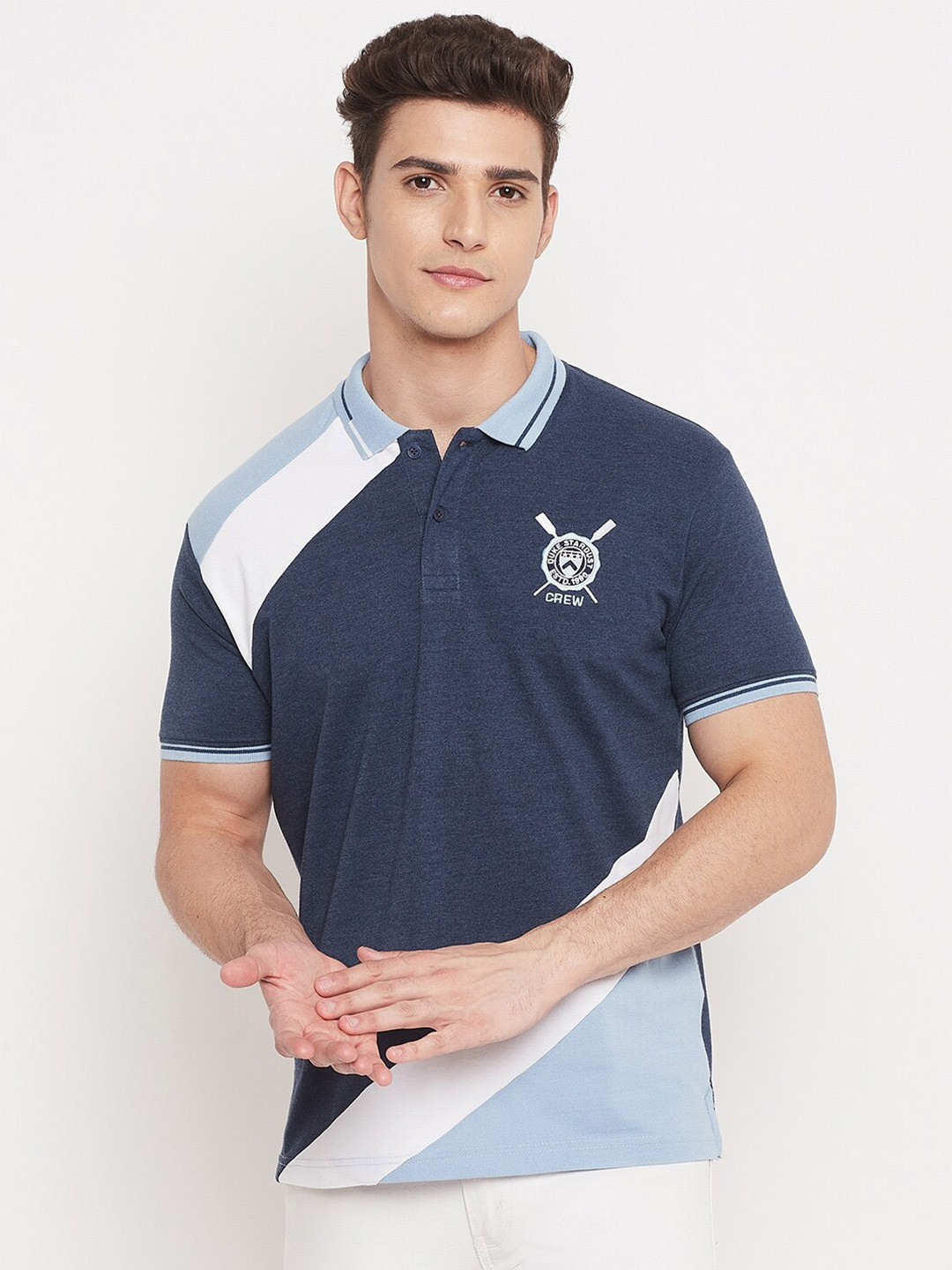 

Duke Men Blue Polo Collar Slim Fit T-shirt