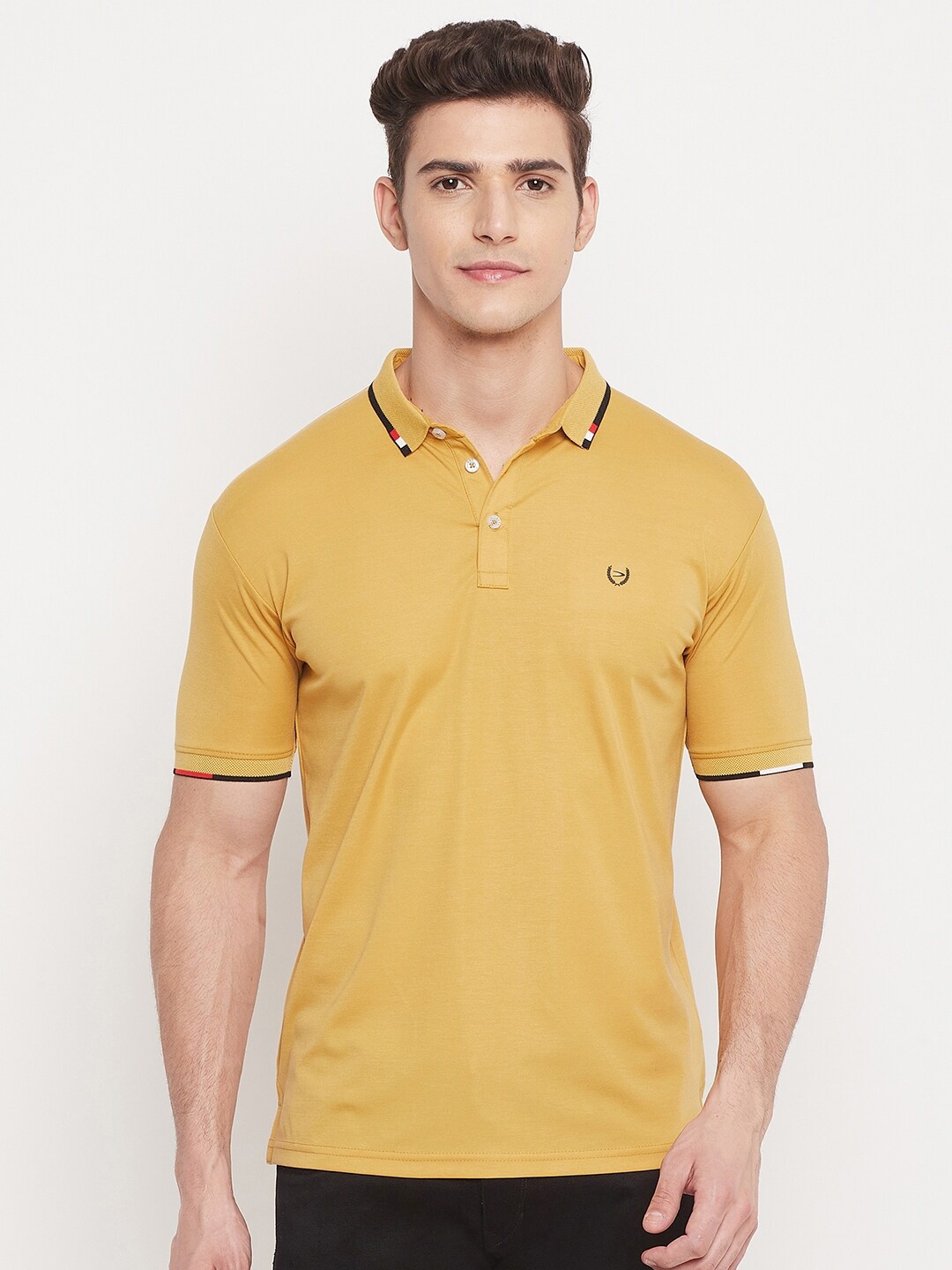 

Duke Men Yellow Polo Collar T-shirt